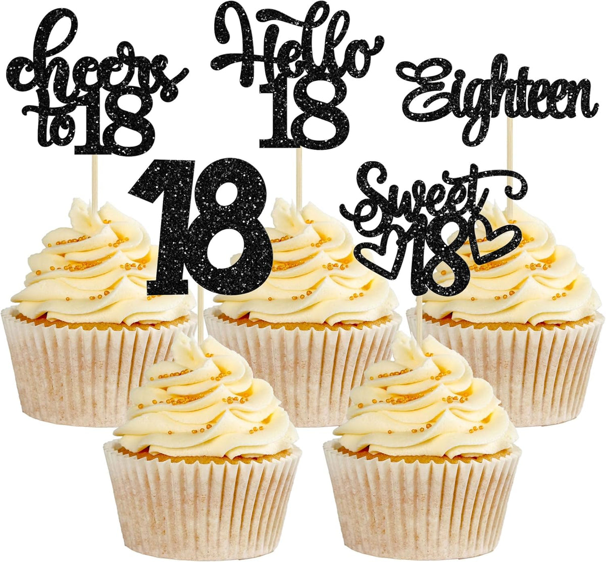 30Pcs18th Birthday Cupcake Toppers Eighteen Happy 18th Cupcake Picks Sweet 18 Cheers to 18 Cake