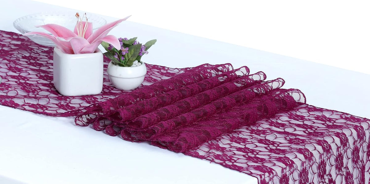 MDS Pack of 20 Wedding 12 x 108 inches Lace Table Runner for Wedding, Decorations for Birthday
