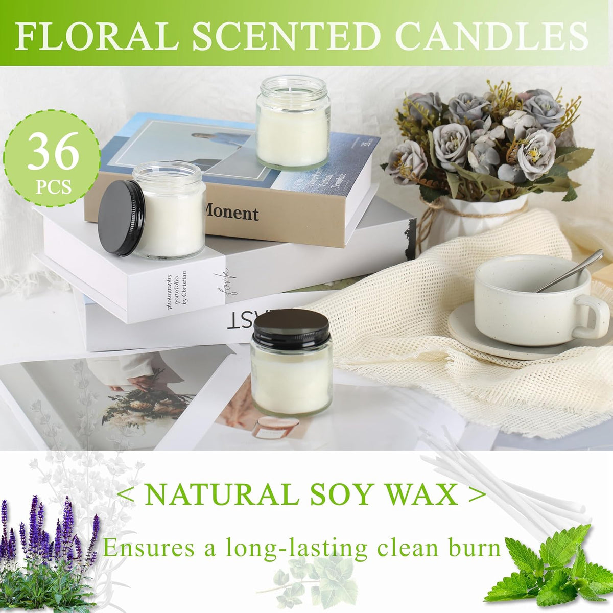 ACITHGL 36 Pcs 4oz Mini Mason Jar Candles Small Scented Candles Bulk Aromatherapy Ideal Souvenir