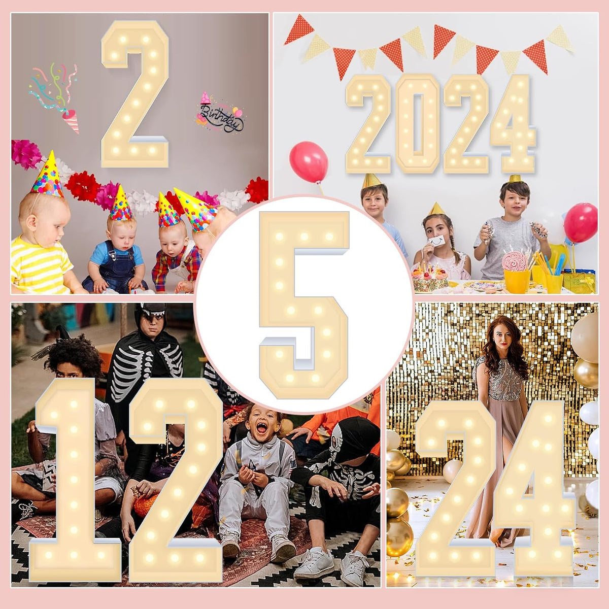 4FT Plastic Marquee Numbers 5 - Light up Numbers Are Made from Corrugated Plastic Board - Quick