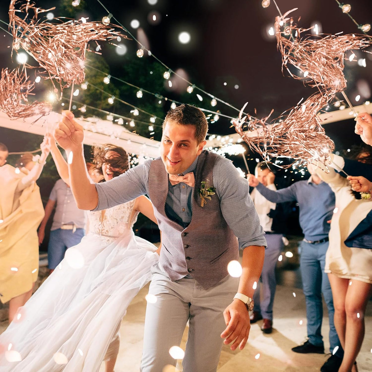 100 Pcs Lighted Wedding Wands LED Tinsel Wands Light up Streamers Sparklers for Wedding Send Off