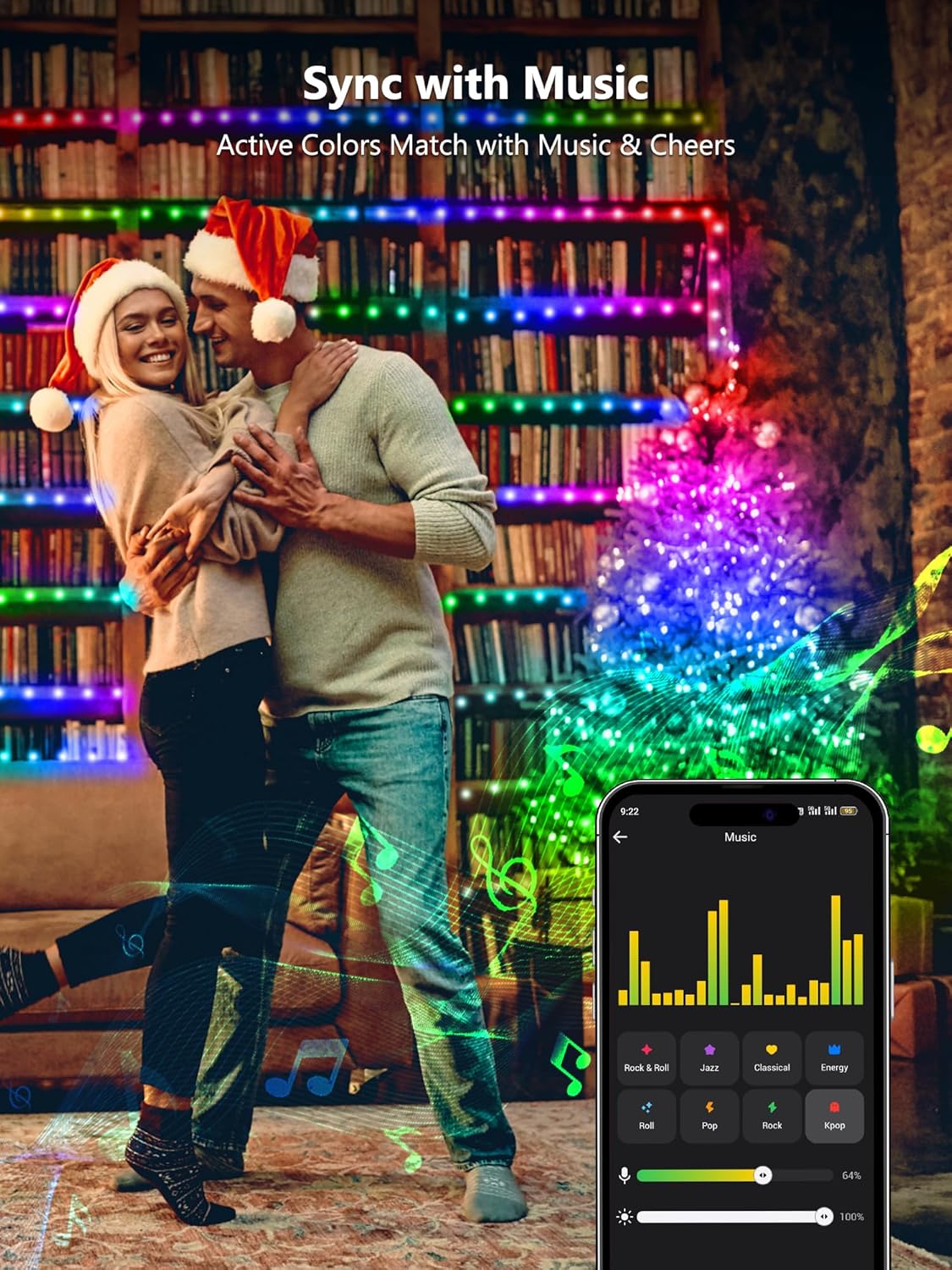BrizLabs Smart Christmas Fairy Lights, 33ft 100 LED Color Changing Christmas Lights Work with Alexa