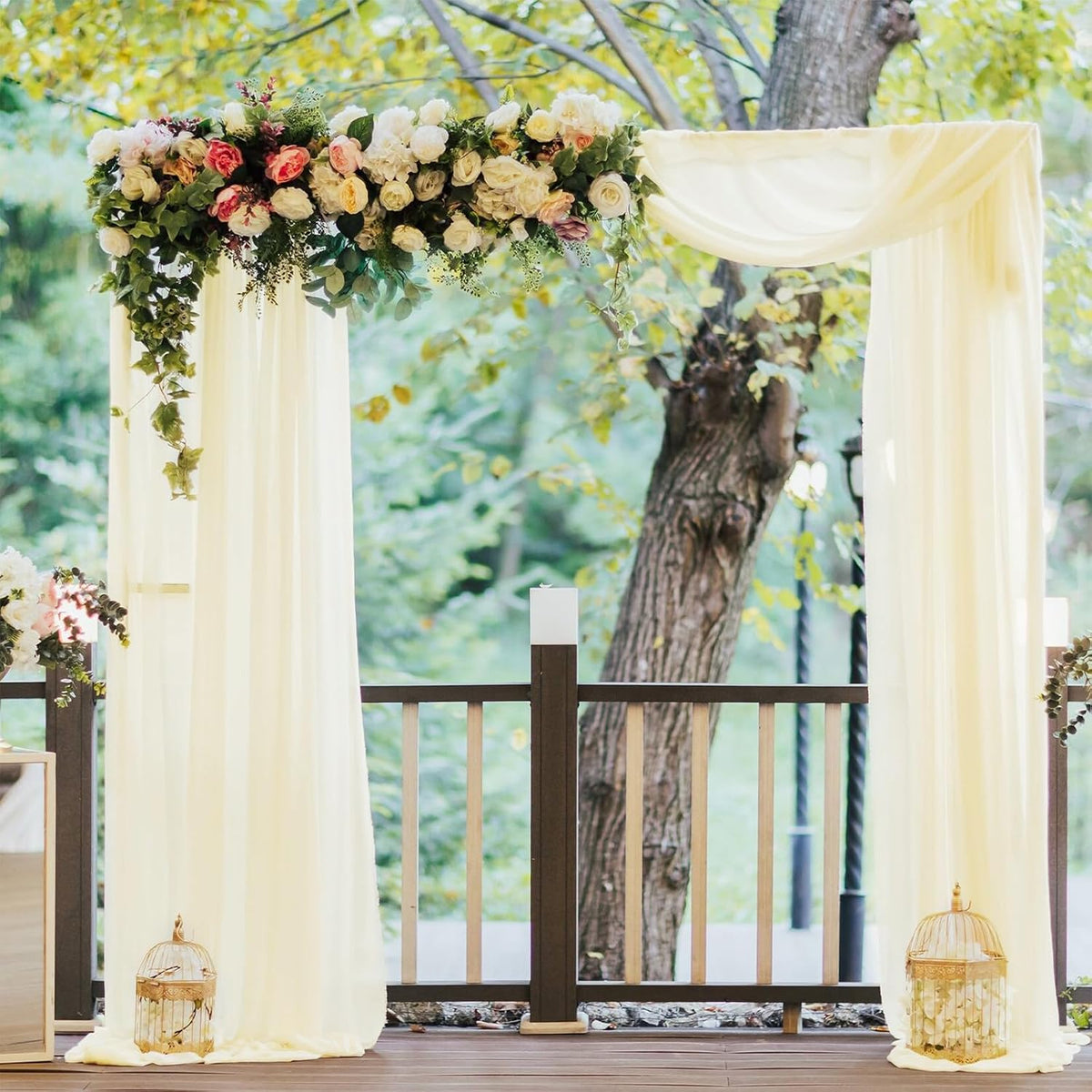 VOK Wedding Arch Draping Fabric Chiffon Fabric, 29in x 18Ft Sheer Chiffon Outdoor Curtain for