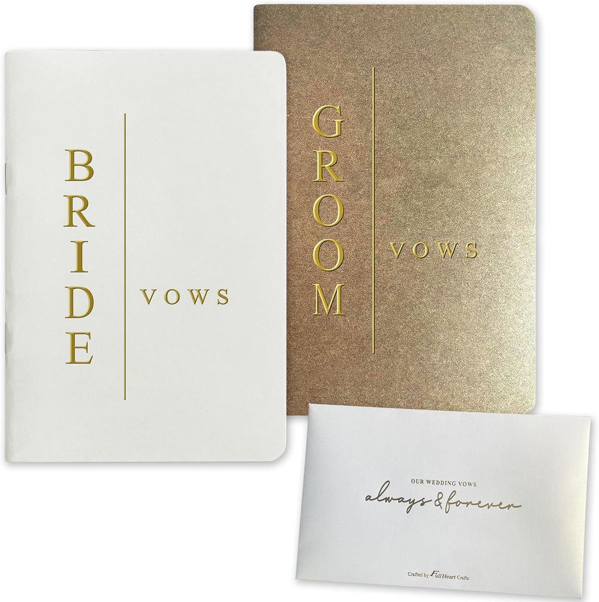 Vow Books His and Hers Wedding Vow Books Bride and Groom with Soft Touch Gold Foil Engraving
