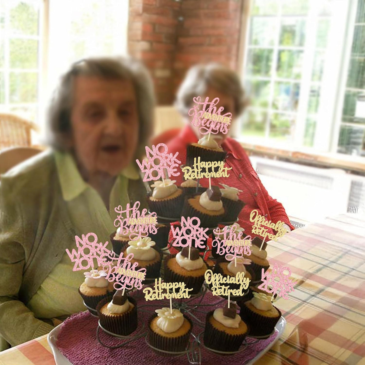 24Pcs Happy Retirement Cupcake Toppers Officially Retired Cake Toppers No Work Zone Adventure