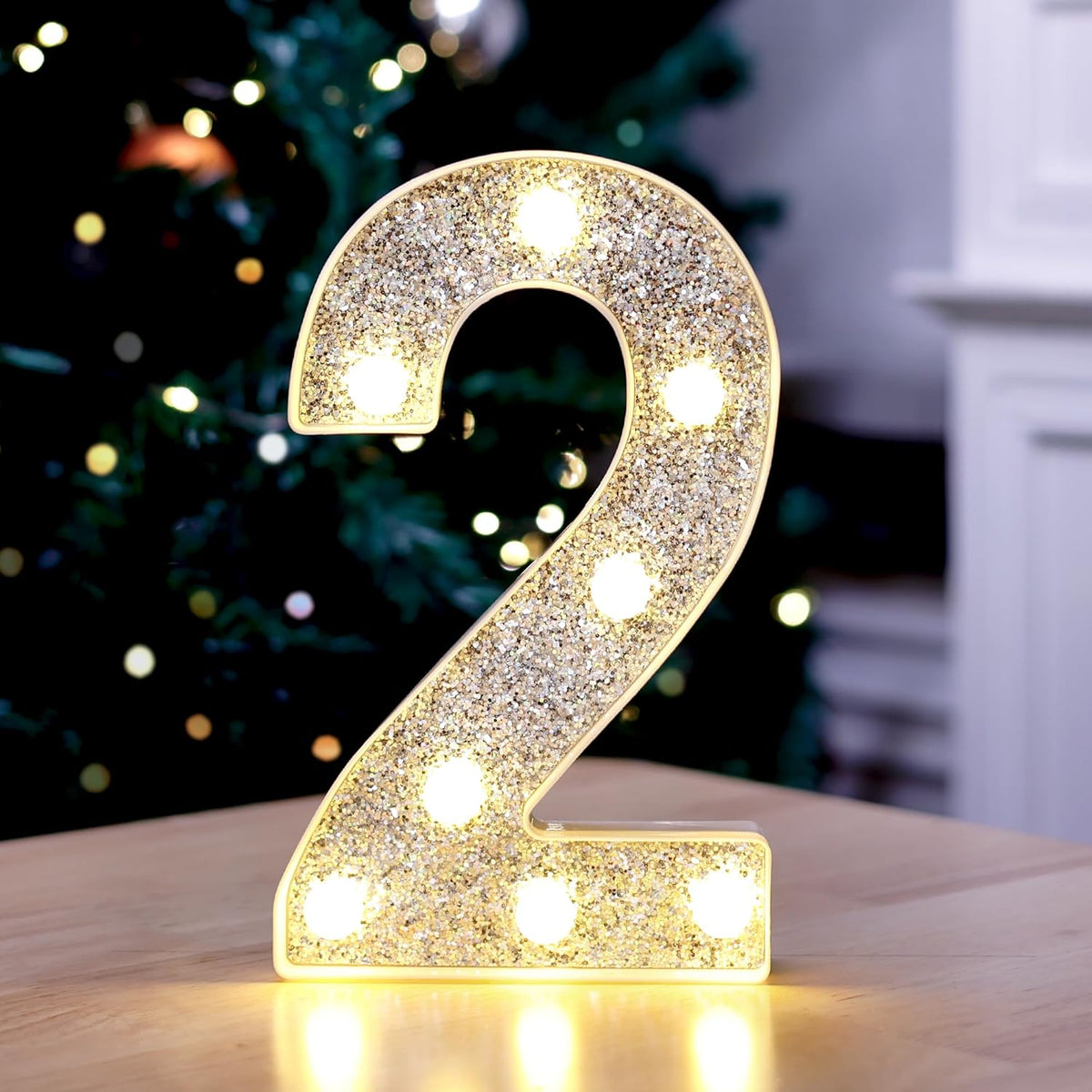 Marquee Light Up Letters, Glitter Silver LED Letter Lights Battery Powered Alphabet Letter Sign for