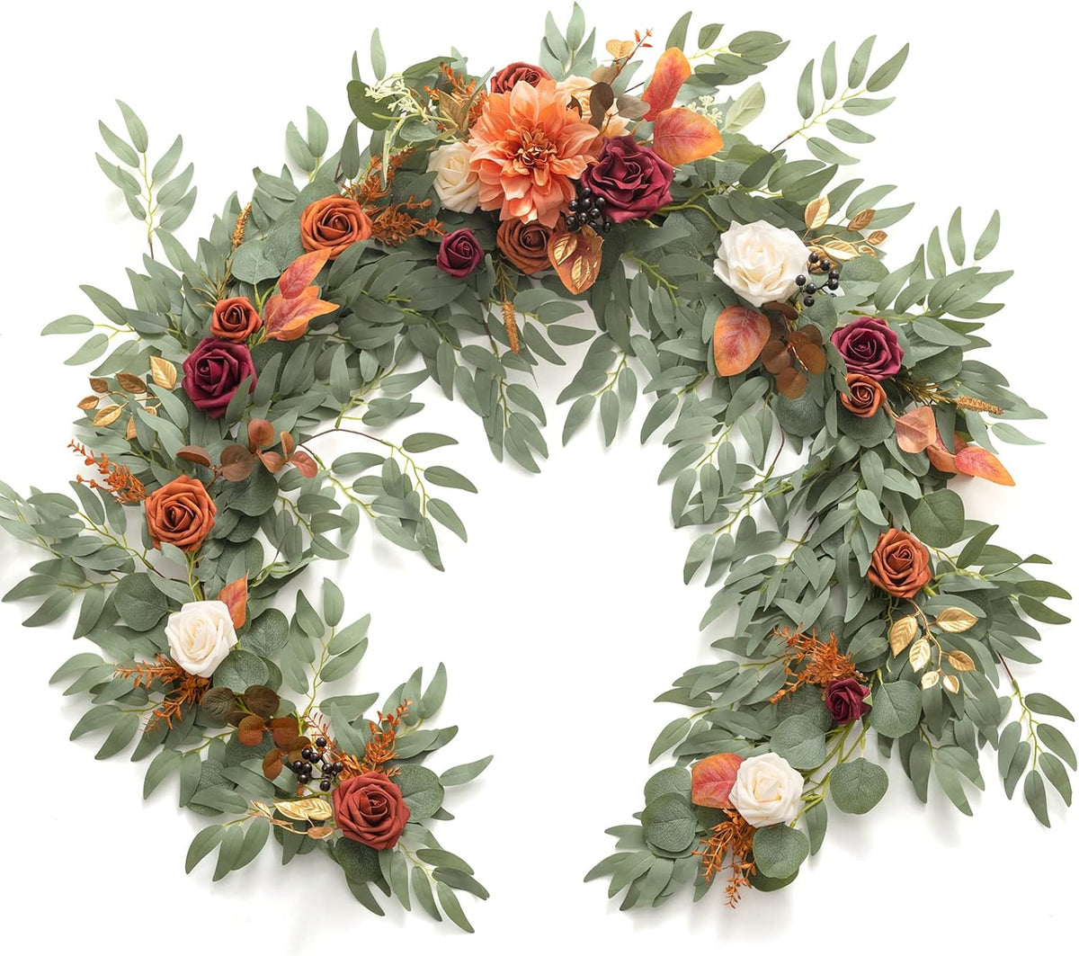 Ling's Moment Terracotta Flower Garland - 6FT Eucalyptus & Rose - Sweetheart Table Decor for