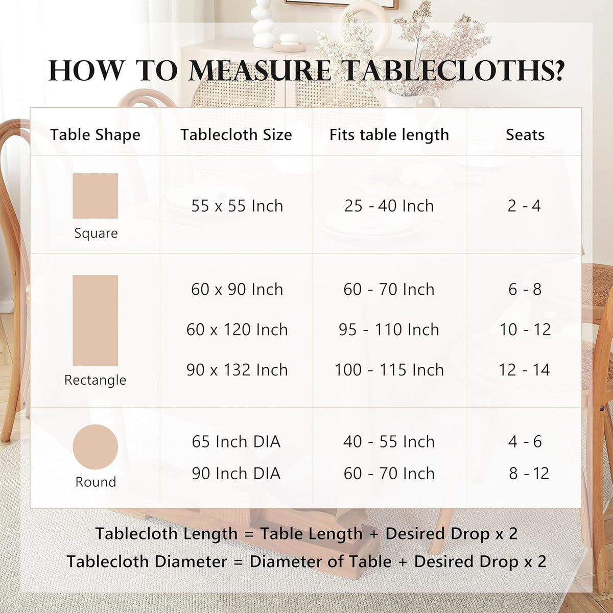 100% Pure French Linen Tablecloths 55x55inch Durable Stonewashed Square Table Clothes for Dining