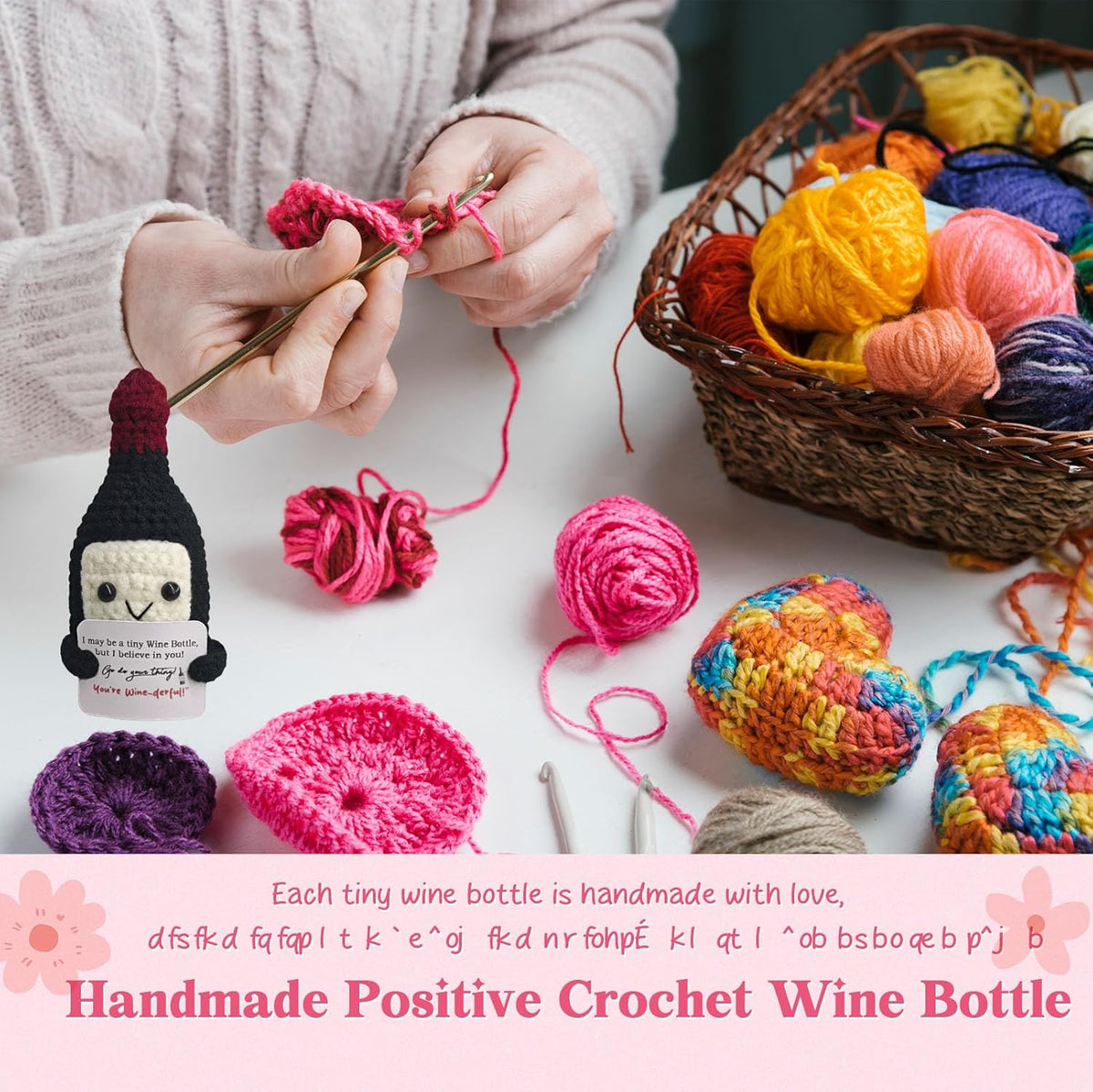 Funny Crochet Mini Wine Gift,Birthday Gift for Wine Lovers,Emotional Support Crochet,Cute Handmade