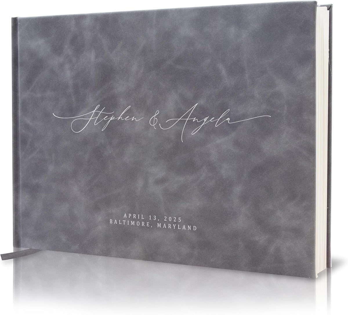 MUUJEE Personalized Guestbook in Slate Gray - Premium Custom Modern Guest Book for Wedding