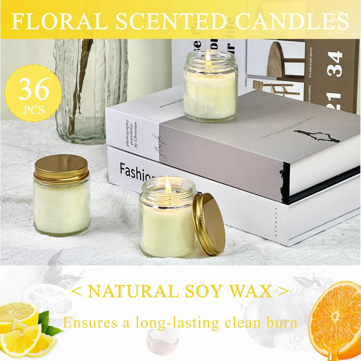 ACITHGL 36 Pcs 4oz Mini Mason Jar Candles Small Scented Candles Bulk Aromatherapy Ideal Souvenir