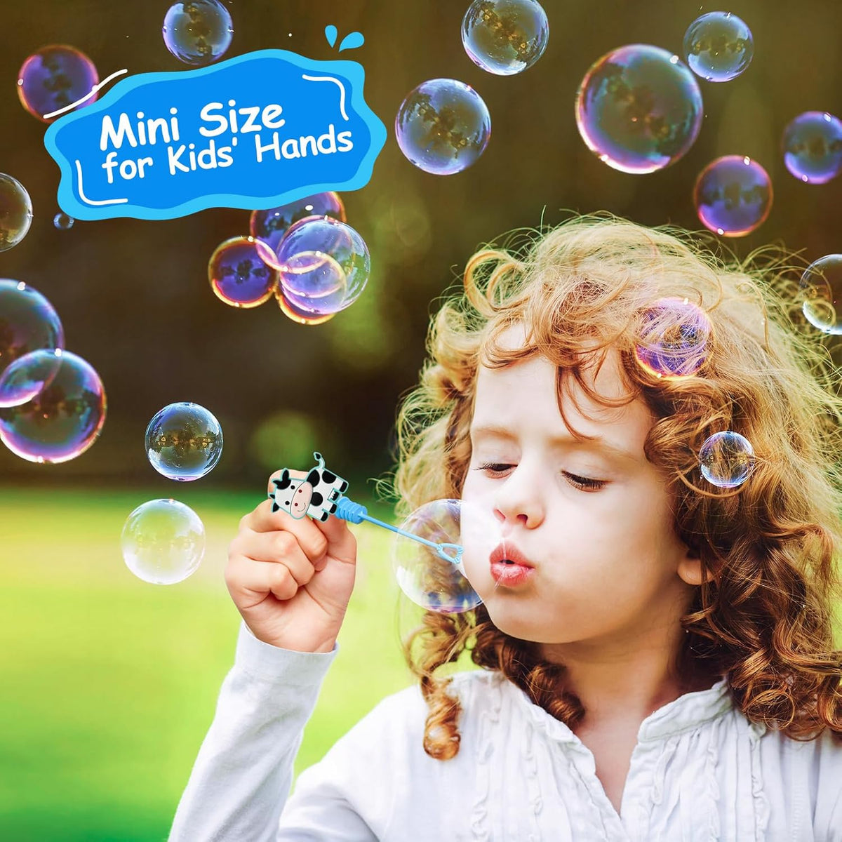 24 Farm Animal Party Favors Bubble Wands for Kids, Chicken Sheep Horse Cow Pig Mini Bubbles Wand
