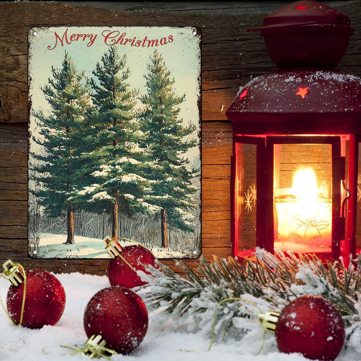 Vintage Christmas Decor Sign Christmas Tree Metal Tin Sign Merry Christmas Retro Tin Sign for