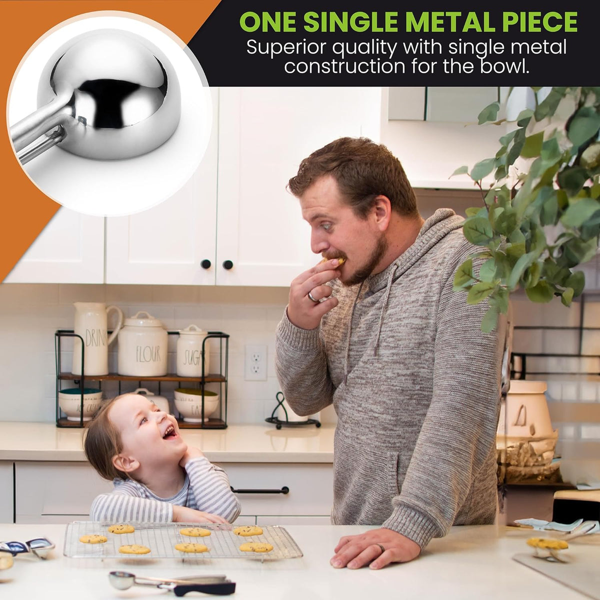 Spring Chef Extra Small Cookie Scoop, Stainless Steel Melon Baller, Baking Scooper, Spring Loaded