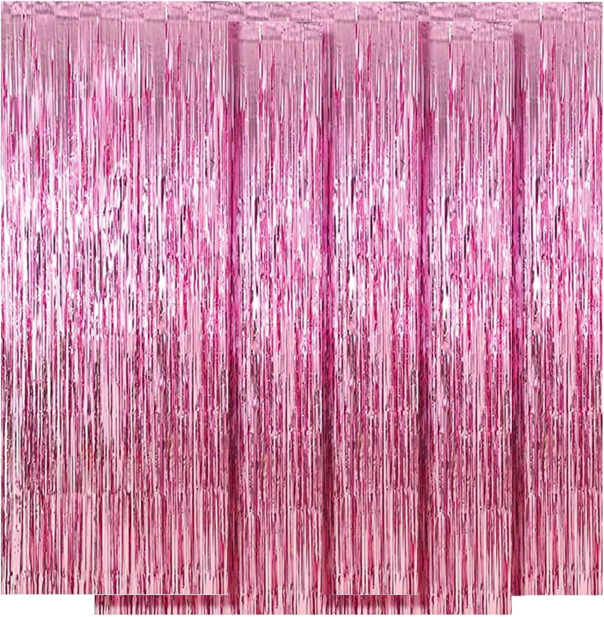 5 Pack Pink Fringe Foil Curtain 3.2ft x 8.2ft Tinsel Backdrop Streamers for Birthday Party