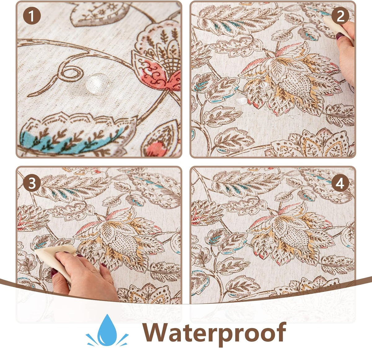 MYSKY HOME Linen Floral Tablecloth Rectangle 60x84 Inch Rustic Tablecloth Spring Summer Waterproof