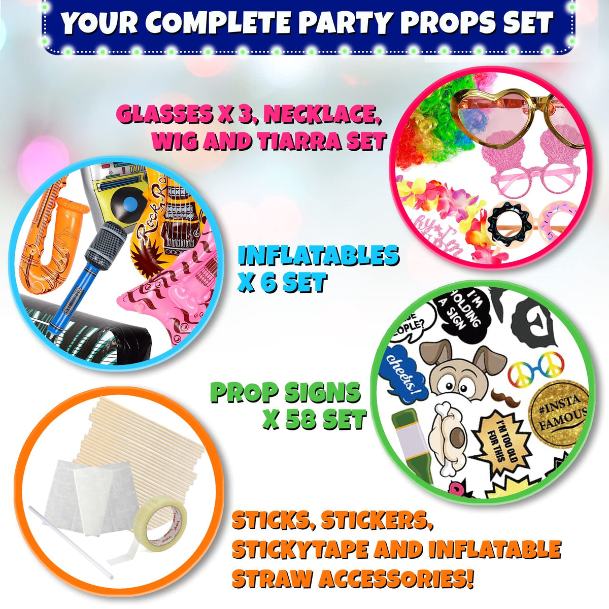 SOUL SHIFT 70 Pc Large Premium Photo Booth Props Set for All Occasions - Wedding Props, Birthday