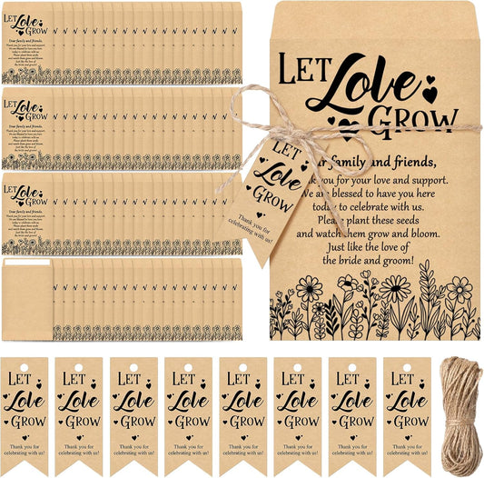 200 Sets Let Love Grow Wedding Favors for Guests Wedding Thank You Gifts Bulk Include Flower Seed