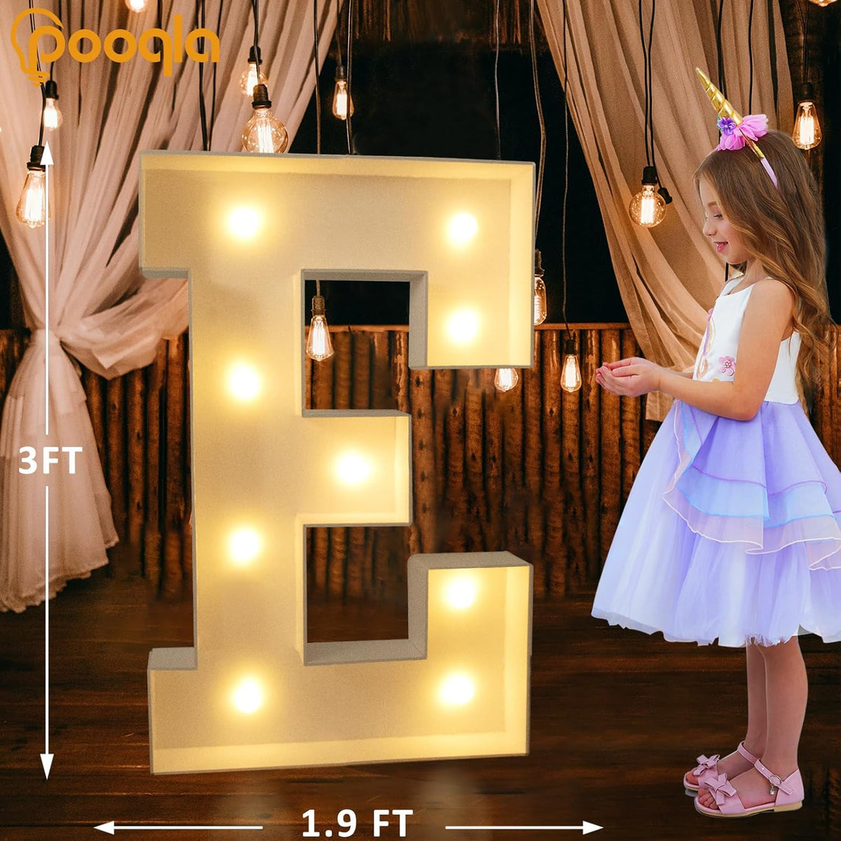 Pooqla 3FT Light Up Marquee Letters, Cool White and Warm White LED Large Lighted Marquee Letters