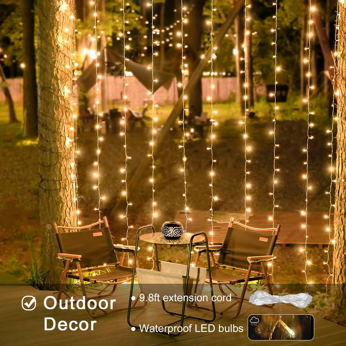 JMEXSUSS 600 LED Christmas Curtain Lights Outdoor, 9.5x19.6ft Christmas String Light Plug in with