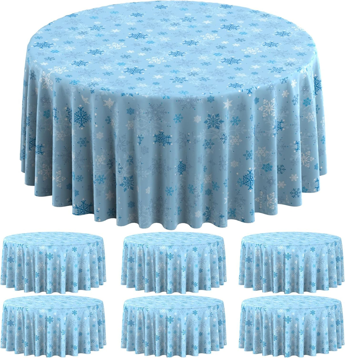 6Pcs Christmas Snowflake Plastic Party Tablecloth Decorations,Disposable Light Blue Snowflake Xmas