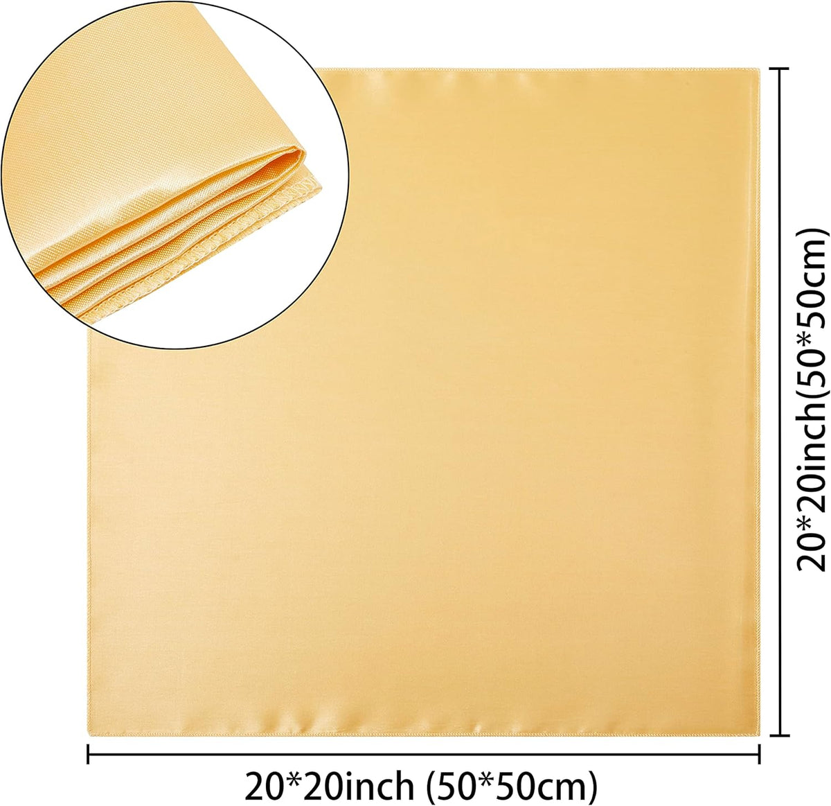 100 Pack Square Satin Dinner Napkins, 20x20 Inches Silky Soft Smooth Table Cloth Napkins for