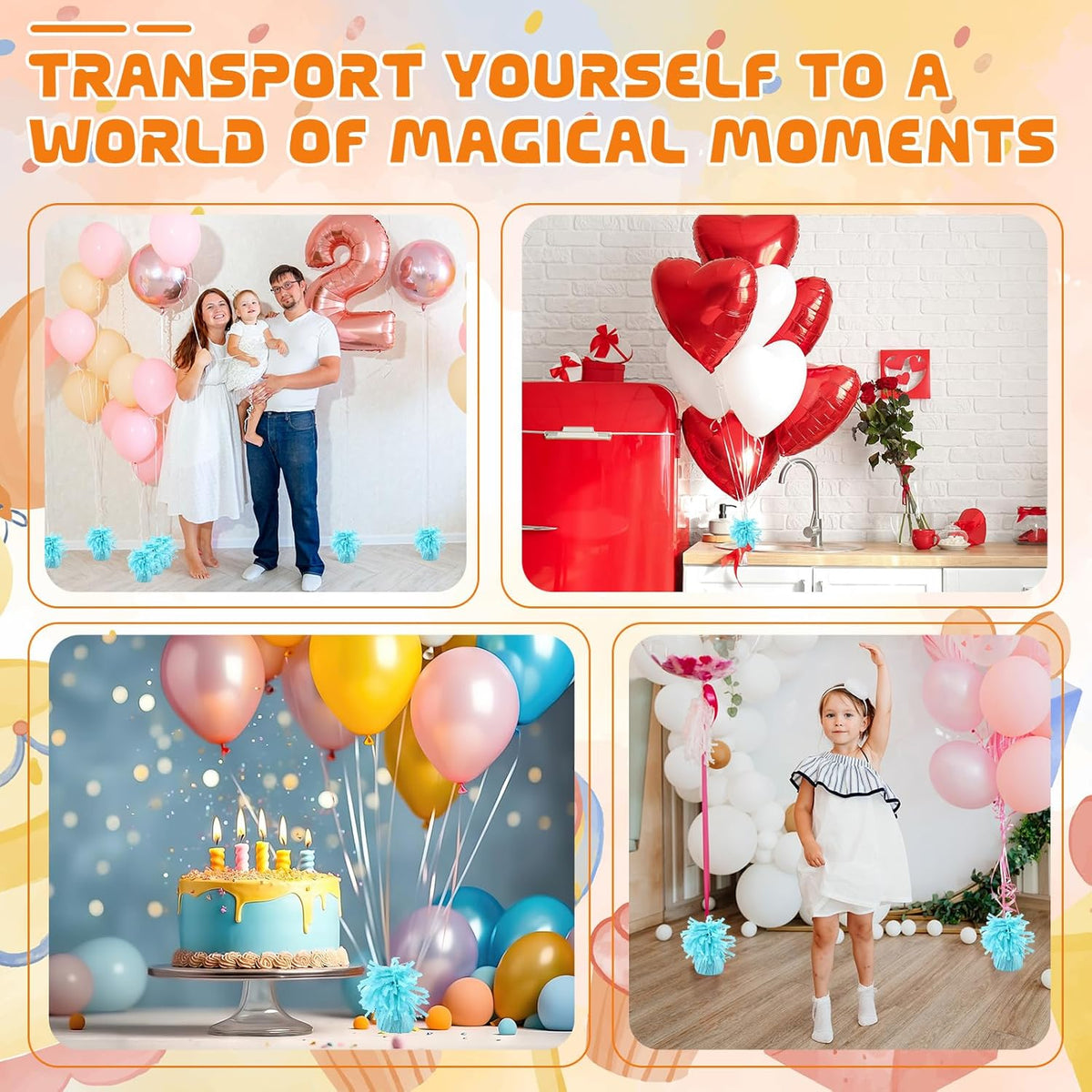 6 Pack Baby Blue Balloon Weights Metallic Holder Anchors Balloon Holder Weights for for Birthday