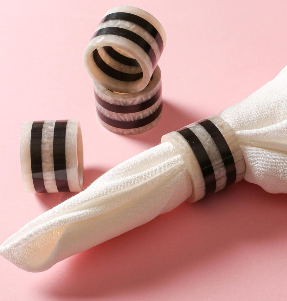12-Pcs Epoxy Resin Napkin Rings - Handmade Elegant Napkin Holders for Table Décor, Dining