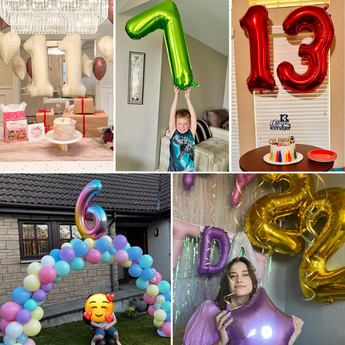 Smlpuame 40 Inch Gold Number 2 Balloon, 2nd Birthday Decoration Boys Girls