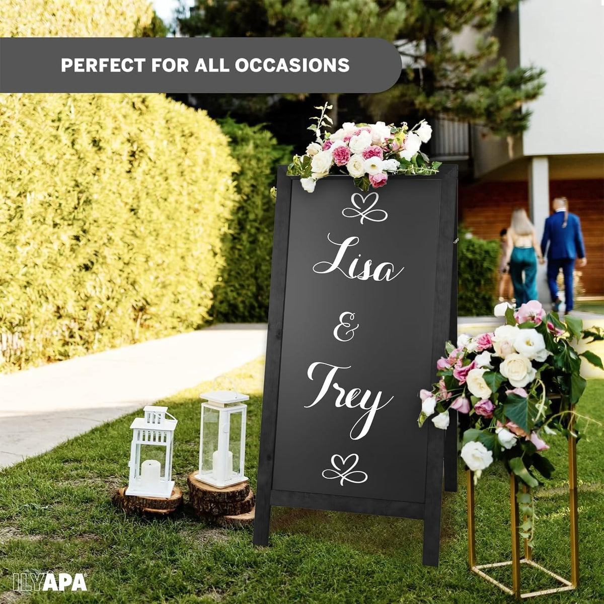Ilyapa A-Frame Chalkboard Sidewalk Sign - 58 x 27 inches, Folding Standing Sandwich Sign – Sturdy