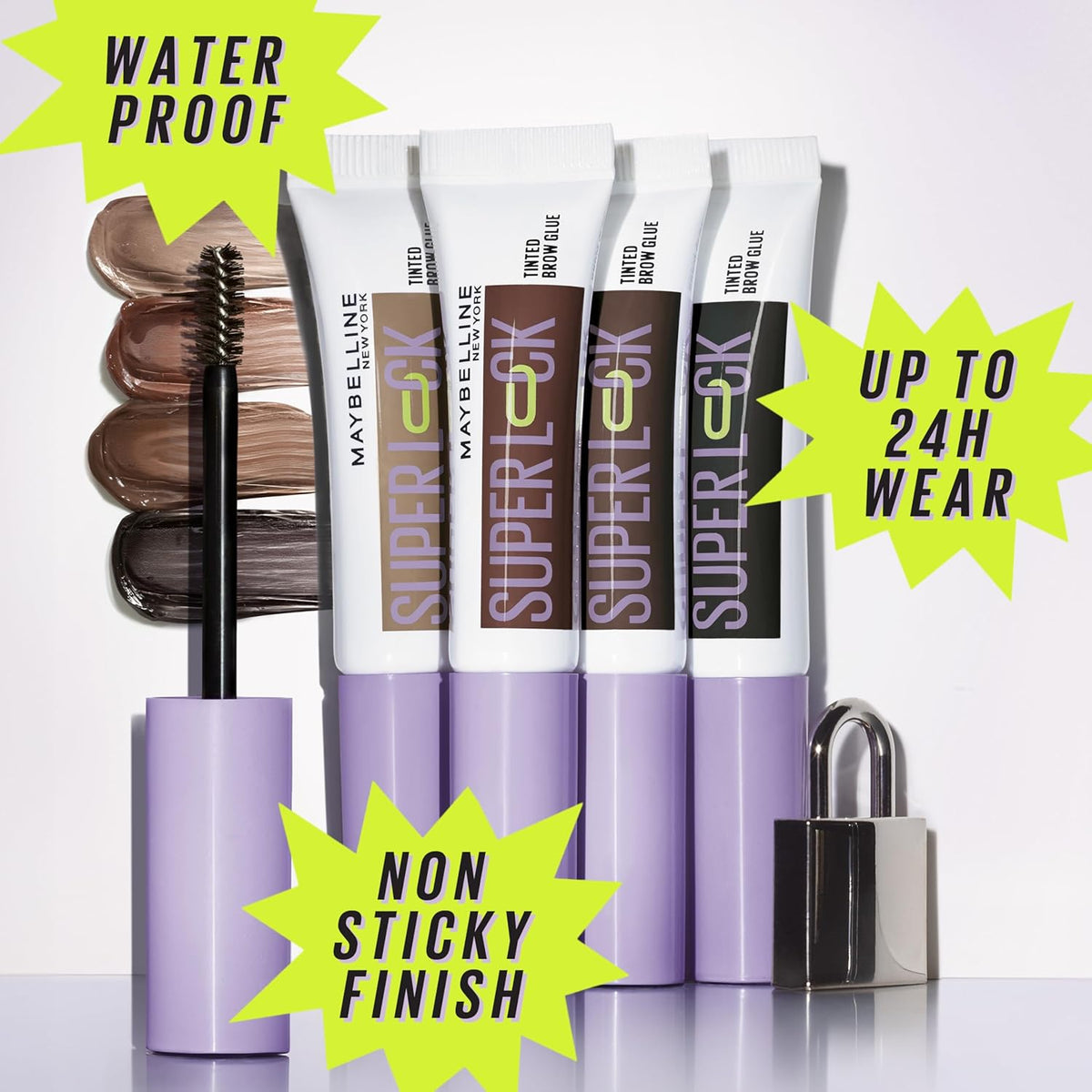 Maybelline Super Lock Brow Glue Eyebrow Gel, Lightweight and Waterproof Tinted Brow Gel For Up To