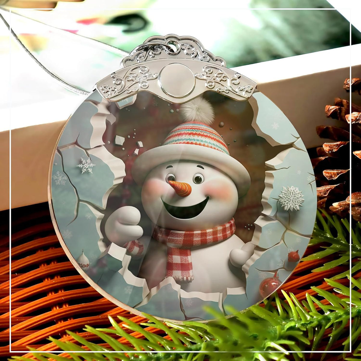 Christmas Ornaments 2025, Cute Snowman, Unique Christmas Ornaments Snowman 4 Inch Acrylic Ornament