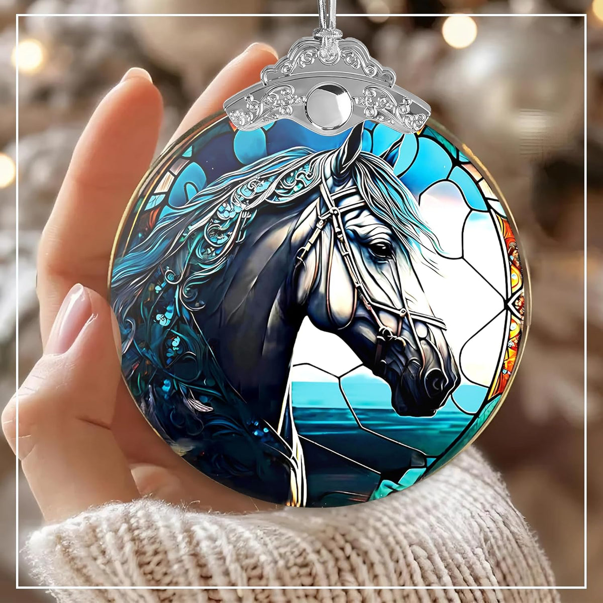 Stained Glass Effect Ornament, Women’s Christmas Keepsake, Funny White Elephant Idea, Holiday