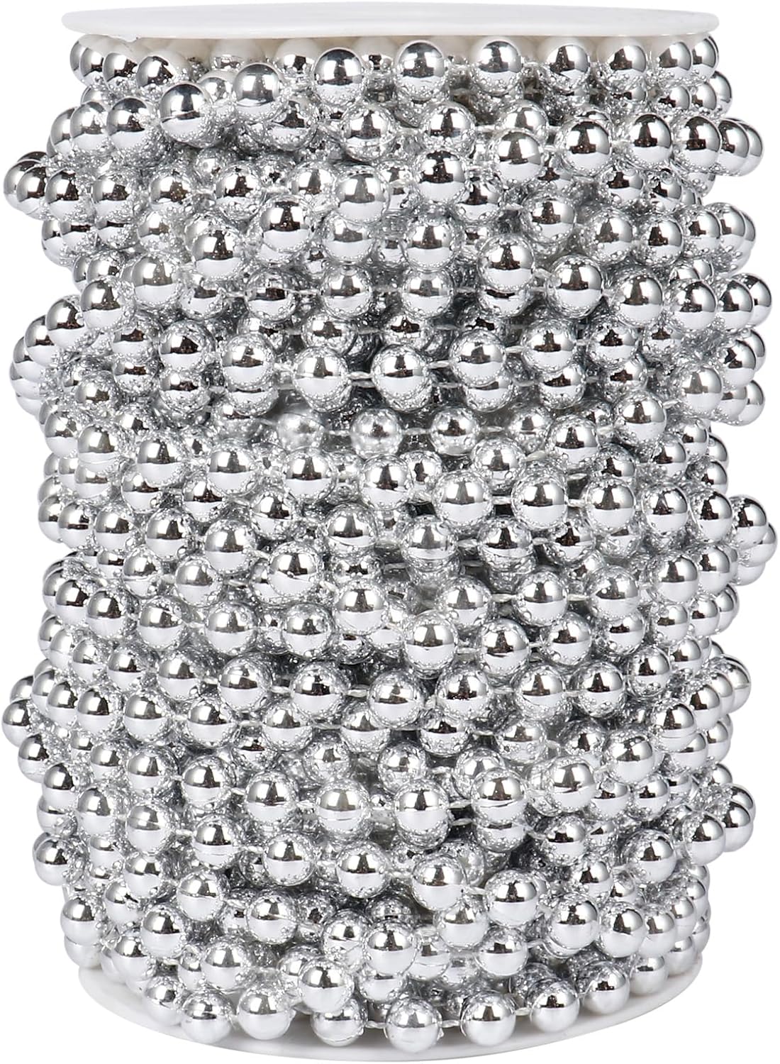 [66 Feet] Silver Pearl Beads Garland, 8MM 22 Yards Silver Faux Pearl Beads String Roll Bulk for DIY