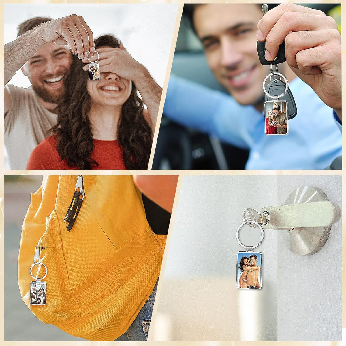 Personalized Custom Keychain with Picture - Turnable Double Sided Colorful Photo Key chains