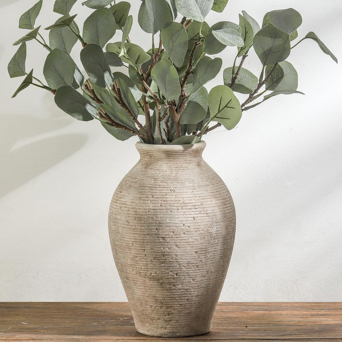 Ceramic Flower Vase Home Decor - Large Farmhouse Table Vases Rustic Vintage Living Room Kitchen
