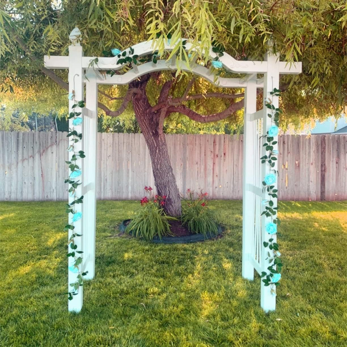 UKELER 2 Pack Artificial Flower Garland Fake Rose Vine Artificial Flowers Green&Blue Hanging Roses
