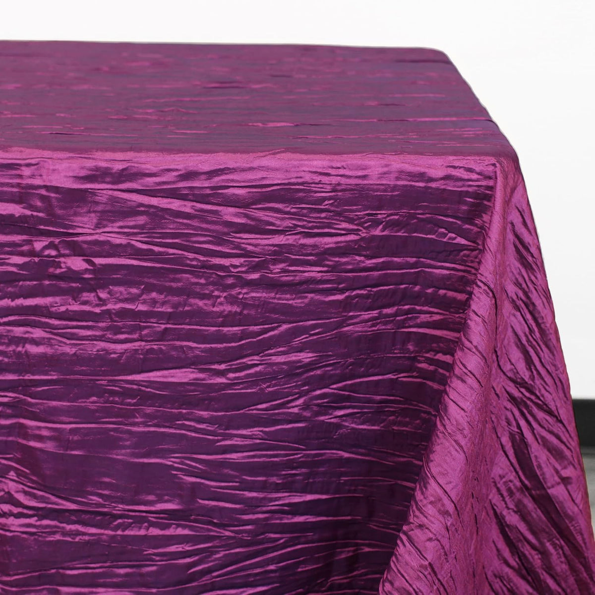 YOUR CHAIR COVERS - 90 x 132 inch Rectangular Crinkle Taffeta Tablecloth - Purple, Rectangle Table