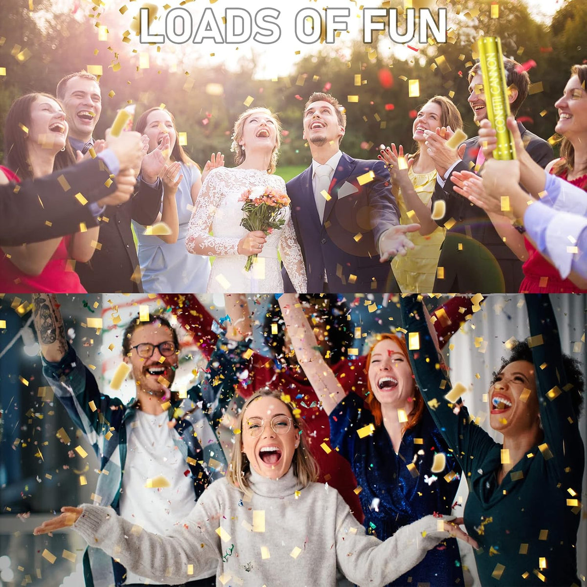 5 Packs Confetti Cannons Gold, 12 Inch Confetti Cannons Party Poppers, Gold Confetti Poppers for