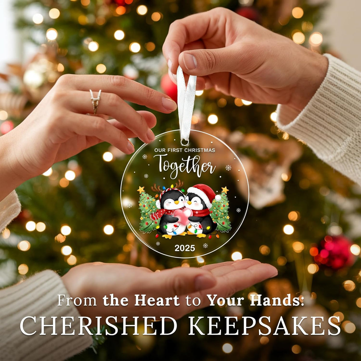 HEXMOZ First Christmas Together Ornament 2025 - Penguin Couples First Christmas Ornament - Couples