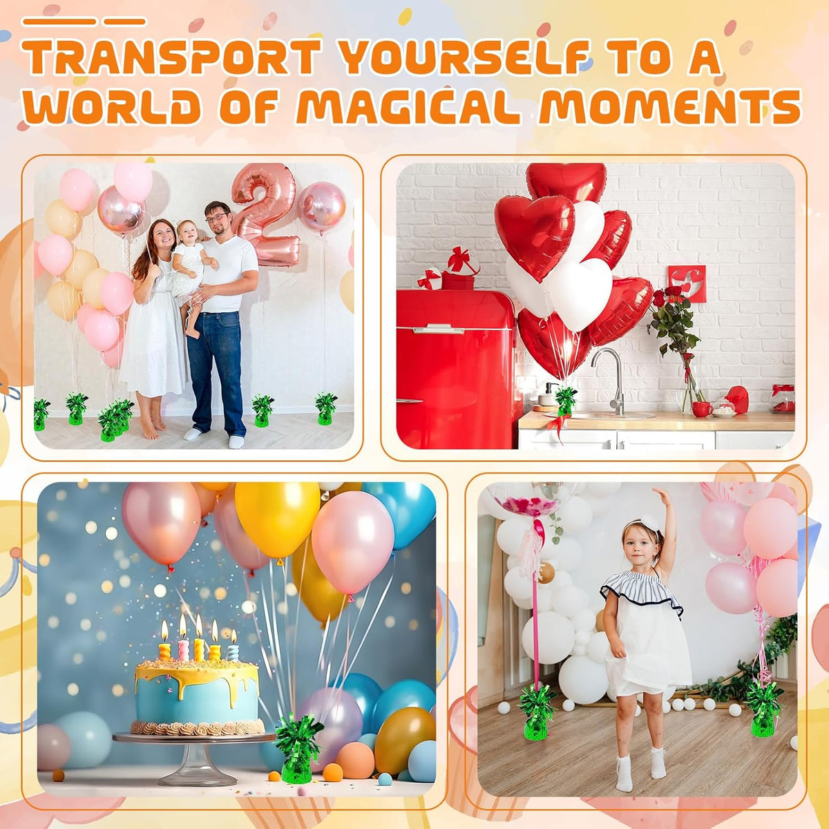 6 Pack Green Balloon Weights Metallic Holder Anchors Balloon Holder Weights for for Birthday 2025