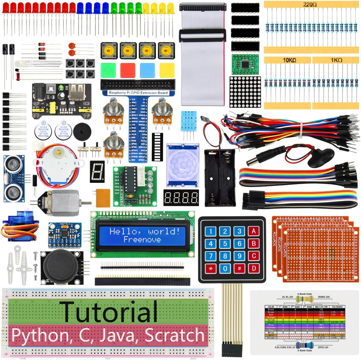 Freenove Ultimate Starter Kit for Raspberry Pi 5 4 B 3 B+ 400 Zero 2 W, 962-Page Detailed Tutorial