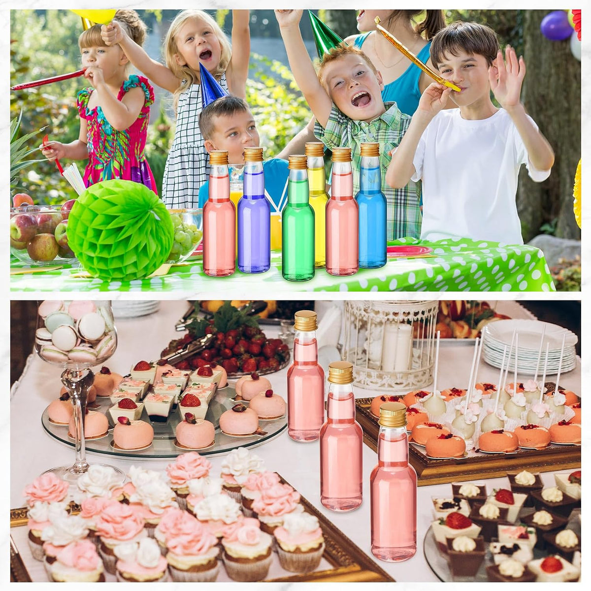 120 Pcs Mini Liquor Bottles Airtight Shot Miniature Empty Plastic Alcohol Spirit Shot Bottles with