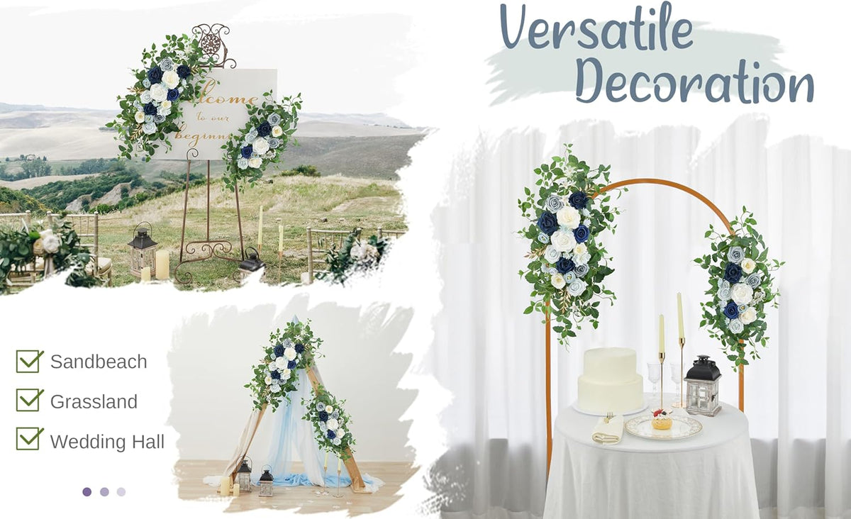 Arch Flower Kit of 2 - Artificial Floral Swag for Wedding Welcome Sign, Reception Ceremony Signs