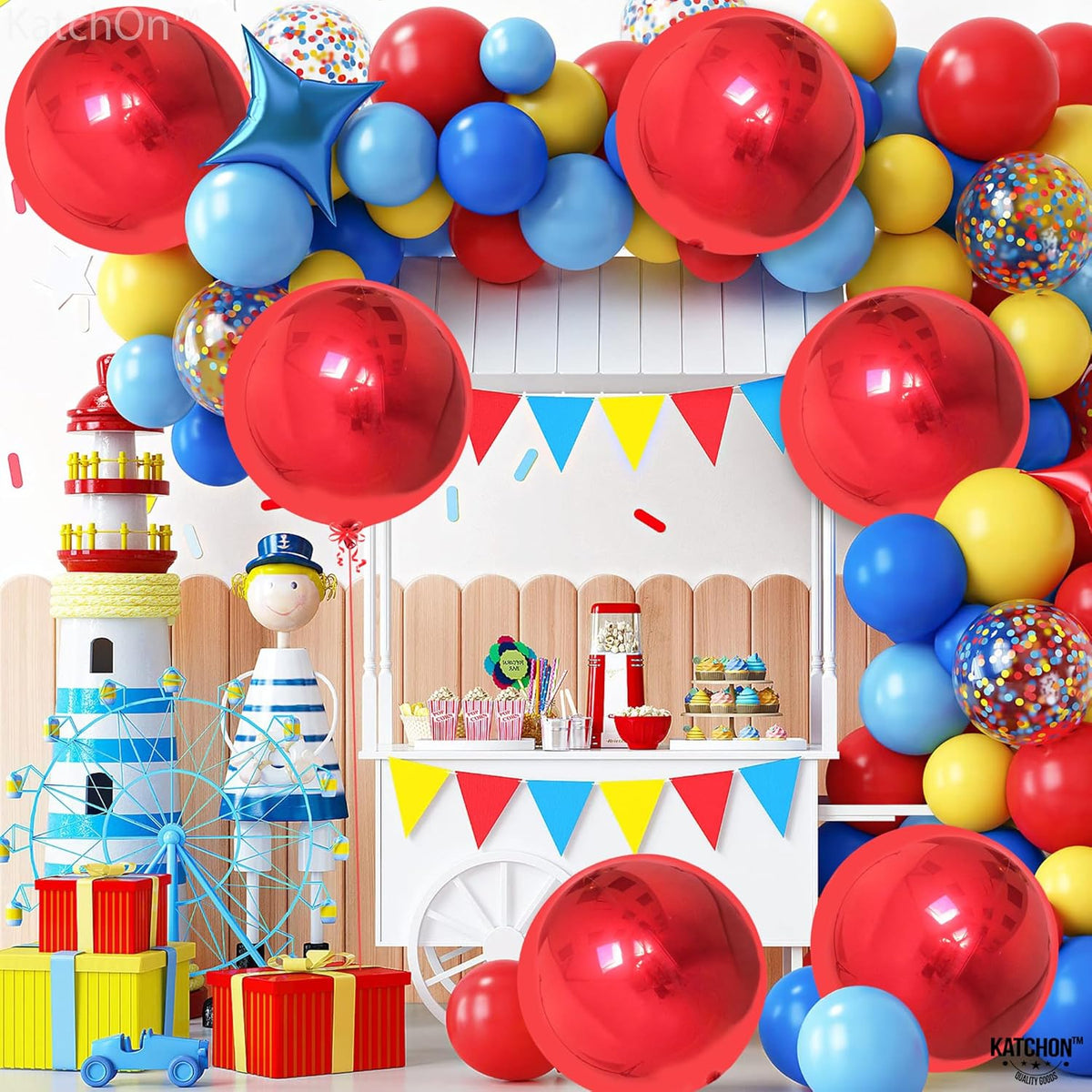 KatchOn, Red Foil Balloons - Big 22 Inch, Pack of 6 | 4D Sphere Metallic Red Balloons for Happy