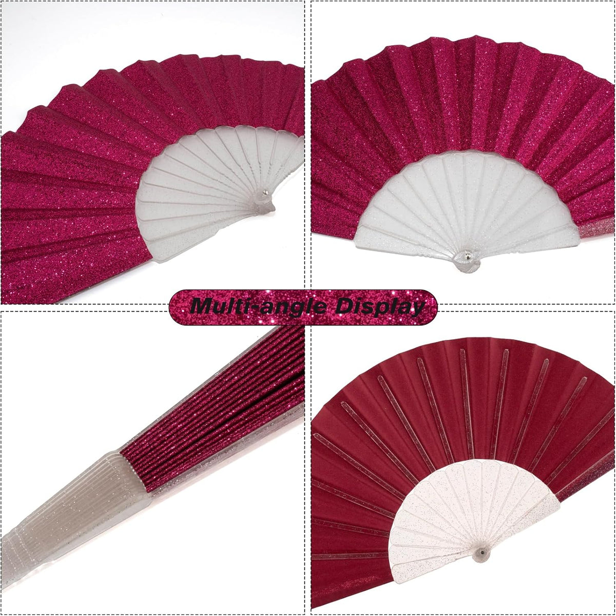 48 Pack Handheld Fan,Folding Hand Glitter fan with Shining Transparent Fan Rib – Ideal for Wedding