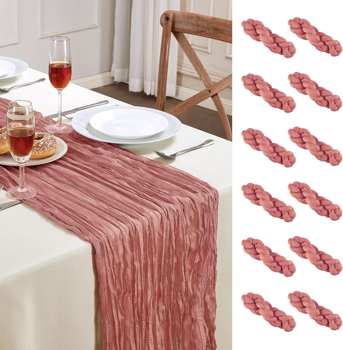 Cheesecloth Table Runner 10FT Long Boho Gauze Table Runner Rustic Sheer Runner for Wedding Bridal