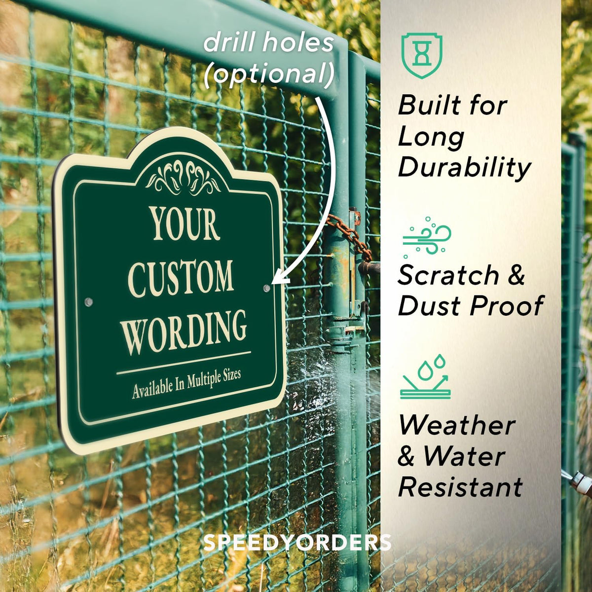 Custom Forest Green Outdoor Metal Sign - 36x24 In, Aluminum, Design 1, Waterproof, Made In USA
