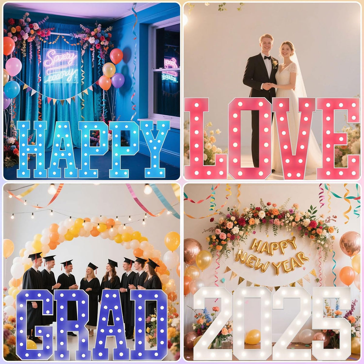 Ledido 4FT Marquee Light Up Letters, 34 Colors Changing Marquee Letter 4 Feet Tall with Remote, Big