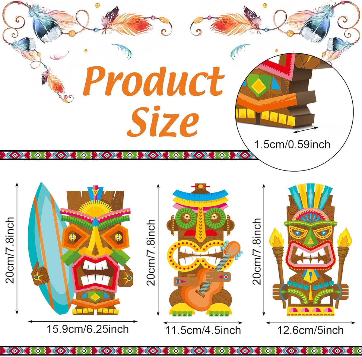 Blulu 3 Pcs Tiki Party Decor Hawaiian Luau Party Decorations Tropical Aloha Wooden Bar Table Sign